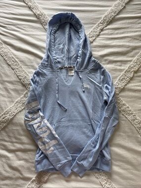 Victorias Secret PINK Light Blue Hooded Pullover with Sleeve Logo
